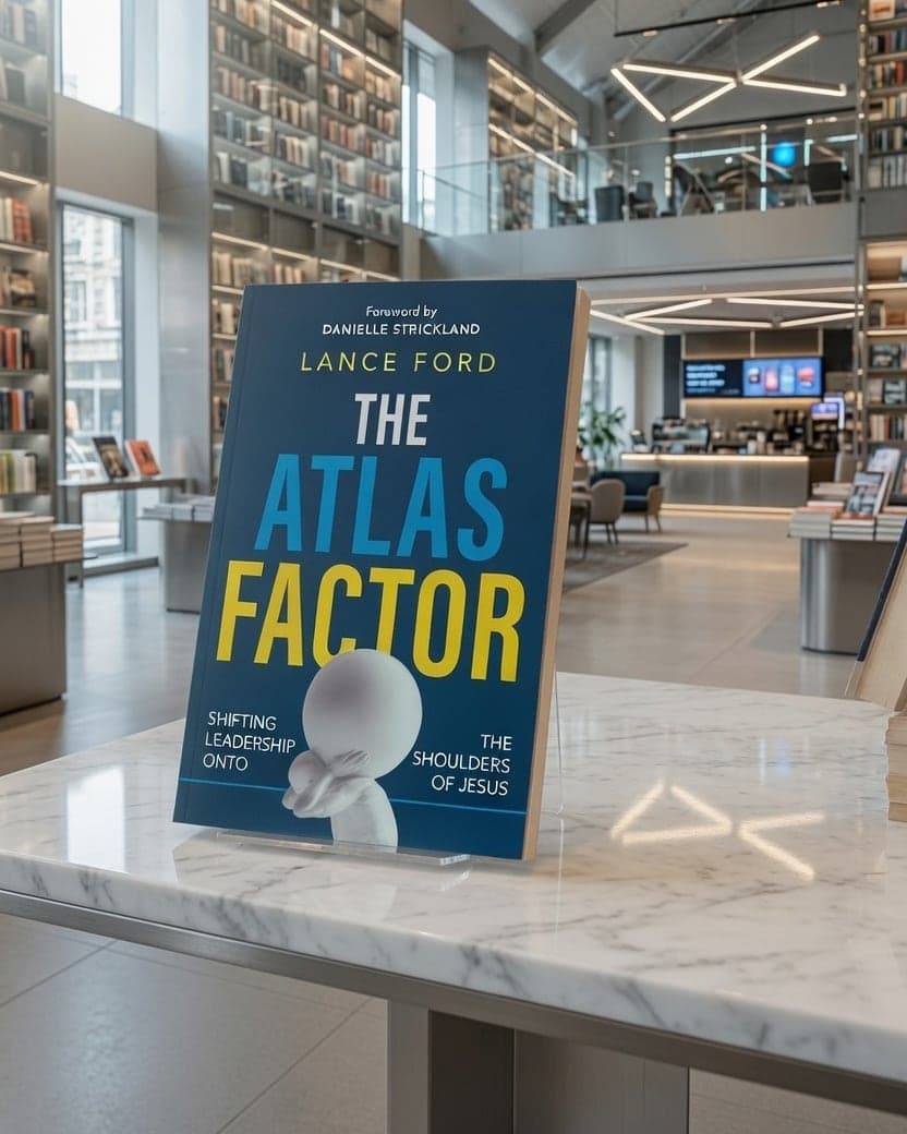 The Atlas Factor by Lance Ford, displayed on a table in a bookstore